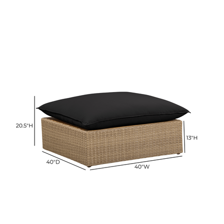 Cali Performance Fabric & Wicker Outdoor Ottoman by TOV Furniture at Eve Furniture