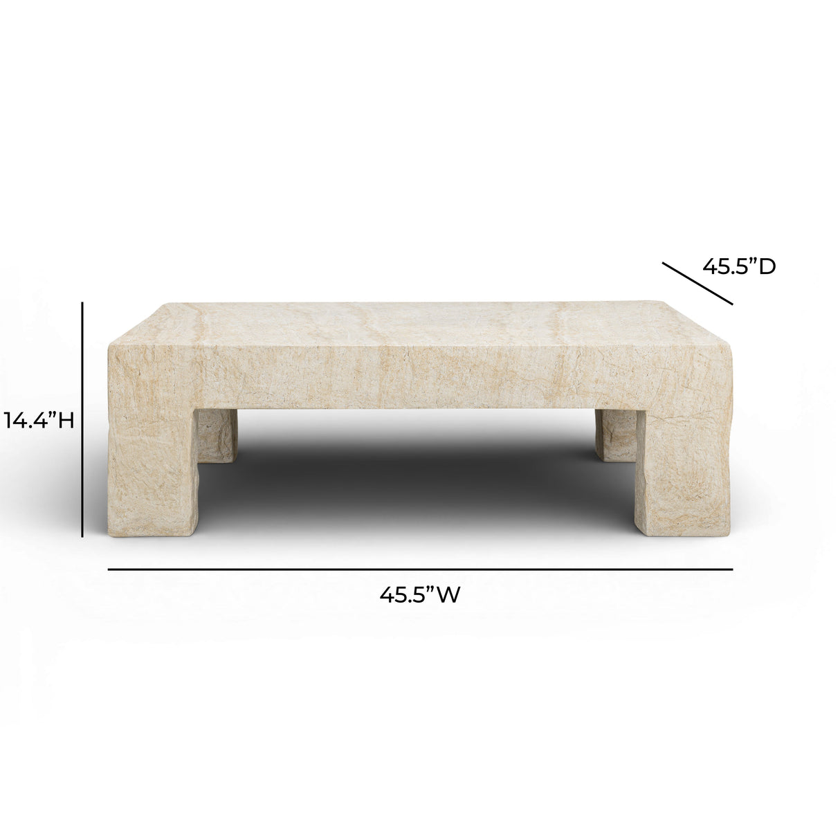 Roxanne 46" Faux Travertine Indoor/Outdoor Concrete Coffee Table by TOV Furniture at Eve Furniture