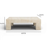 Roxanne 46" Faux Travertine Indoor/Outdoor Concrete Coffee Table by TOV Furniture at Eve Furniture