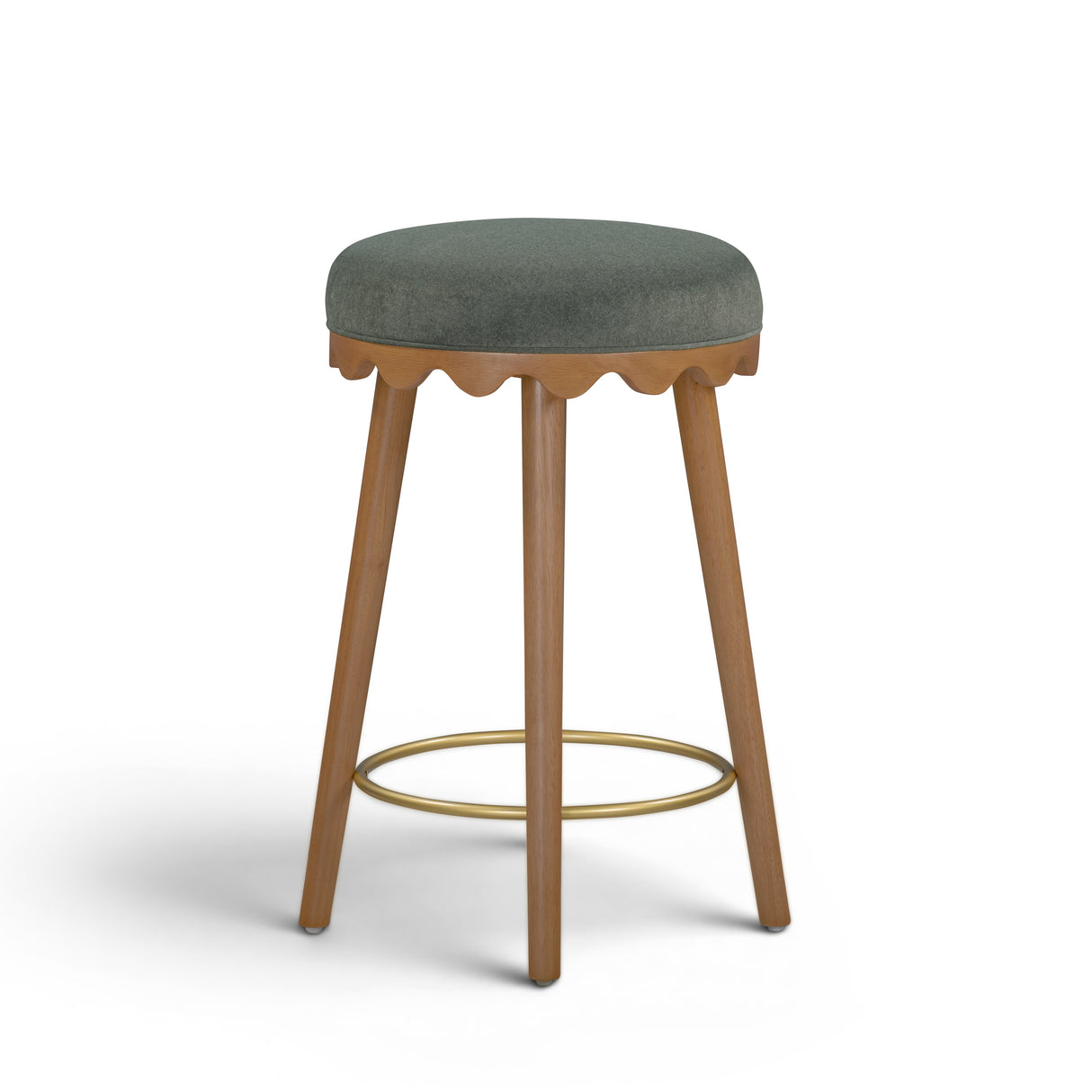 Oodle Green Performance Vegan Mohair Light Walnut Counter Stool by TOV Furniture at Eve Furniture
