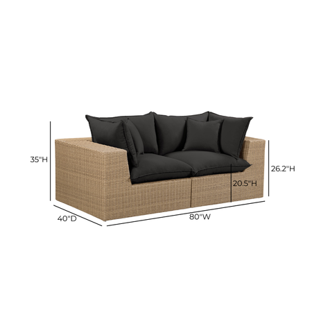 Cali 80" Performance Fabric & Wicker Outdoor Loveseat by TOV Furniture at Eve Furniture