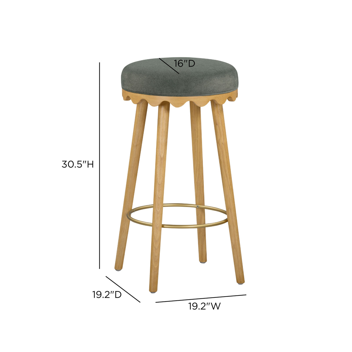 Oodle Green Performance Vegan Mohair Natural Bar Stool by TOV Furniture at Eve Furniture
