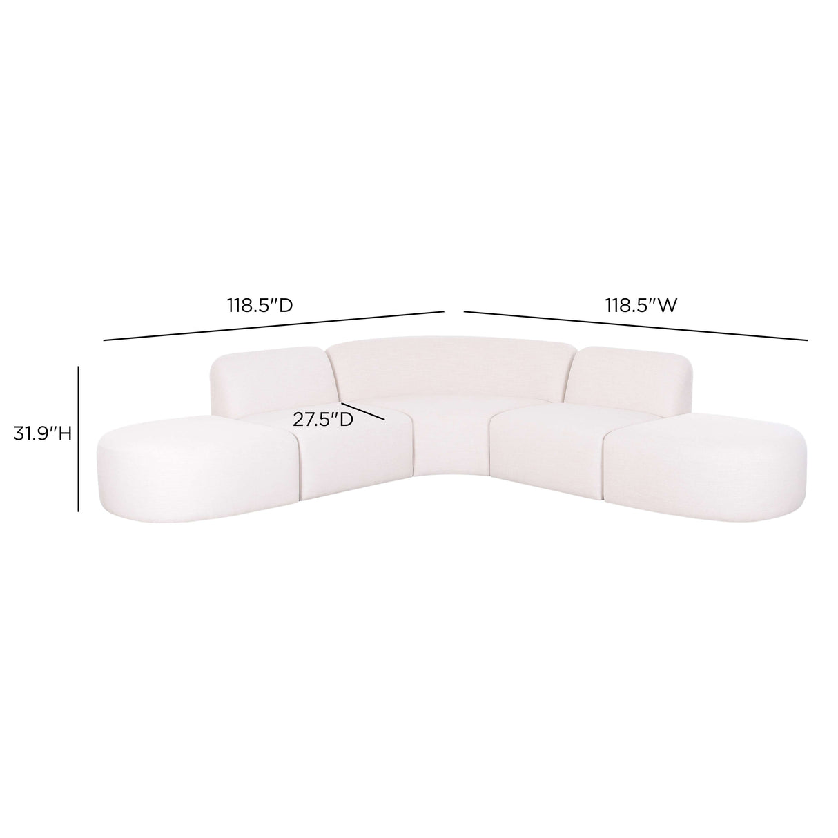 Gorge 5-Piece Modular Euro Sectional by TOV Furniture at Eve Furniture
