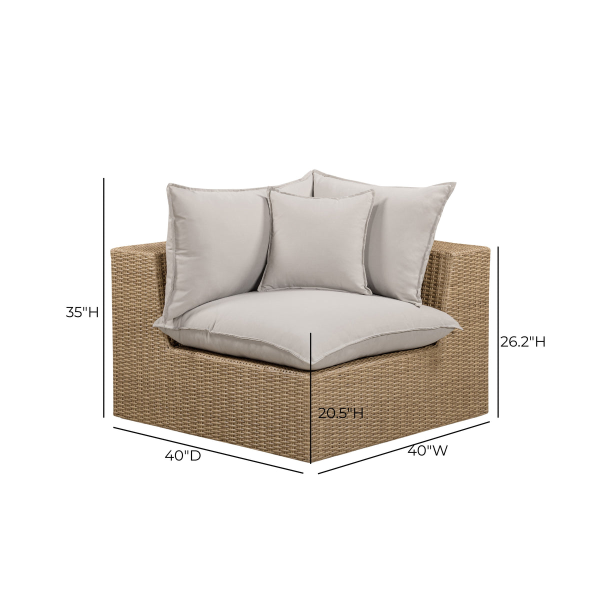 Cali Performance Fabric & Wicker Outdoor Corner Chair by TOV Furniture at Eve Furniture