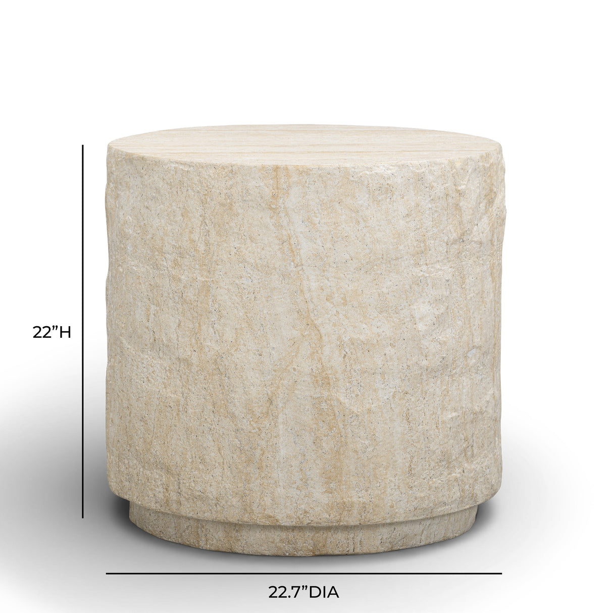 Roxanne Faux Travertine Indoor/Outdoor Concrete Side Table by TOV Furniture at Eve Furniture