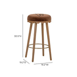 Oodle Bronze Performance Vegan Mohair Light Walnut Bar Stool by TOV Furniture at Eve Furniture