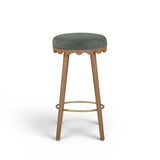 Oodle Green Performance Vegan Mohair Light Walnut Bar Stool by TOV Furniture at Eve Furniture