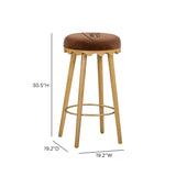 Oodle Bronze Performance Vegan Mohair Natural Bar Stool by TOV Furniture at Eve Furniture