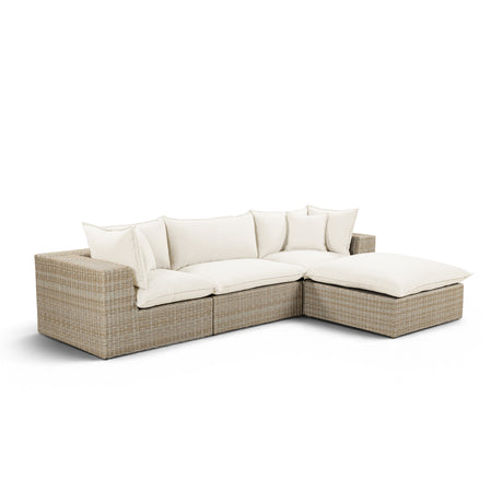 Cali 4-Piece Performance Fabric & Wicker Outdoor Sectional by TOV Furniture at Eve Furniture