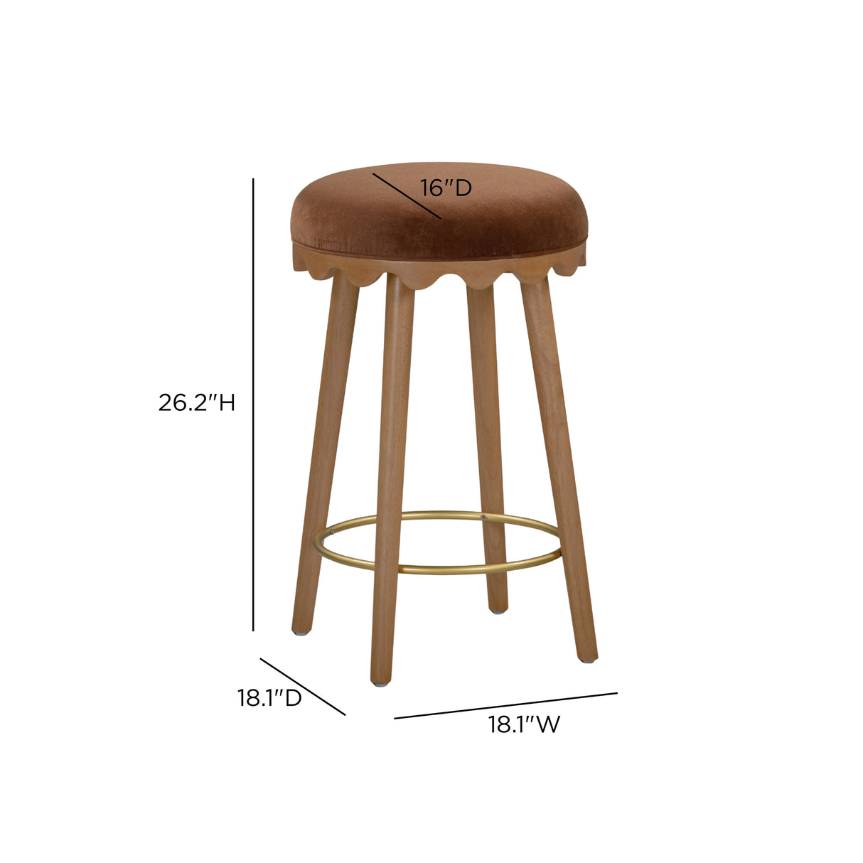 Oodle Bronze Performance Vegan Mohair Light Walnut Counter Stool by TOV Furniture at Eve Furniture