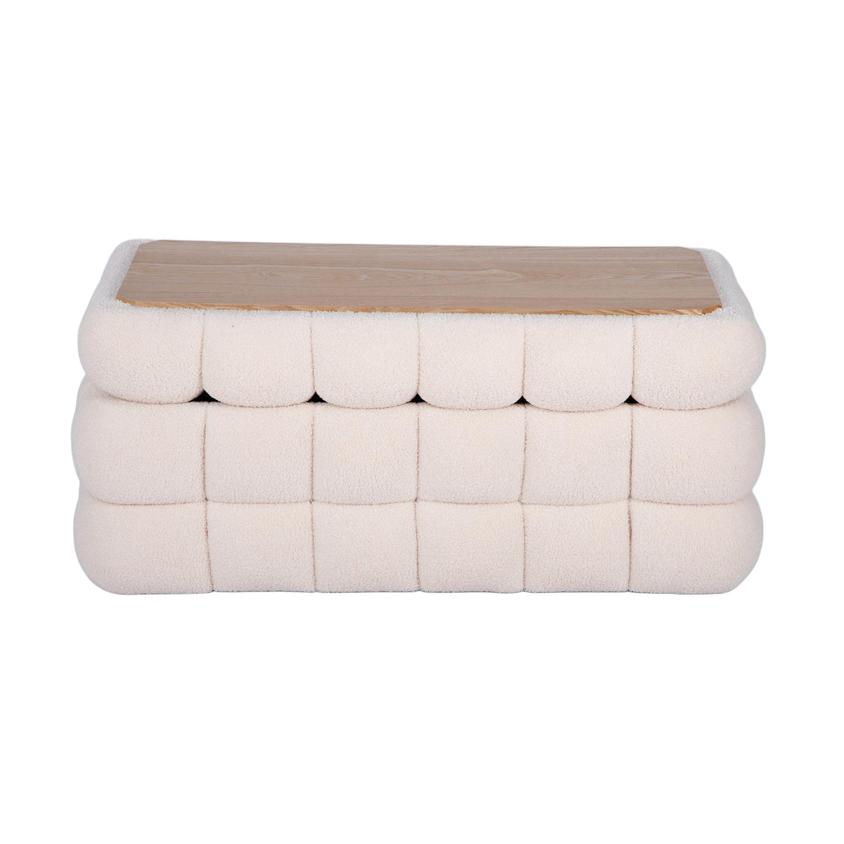 Anita 39" Faux Shearling Storage Bench With Reversible Tray Top