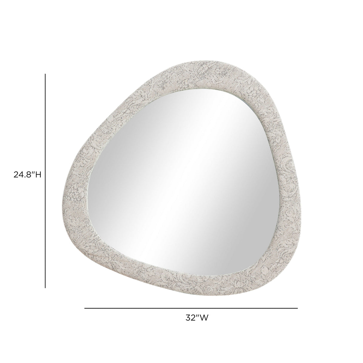 Klaryss 32"X25" Neutral Floral Jacquard Wall Mirror
