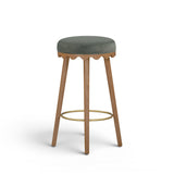 Oodle Green Performance Vegan Mohair Light Walnut Bar Stool by TOV Furniture at Eve Furniture