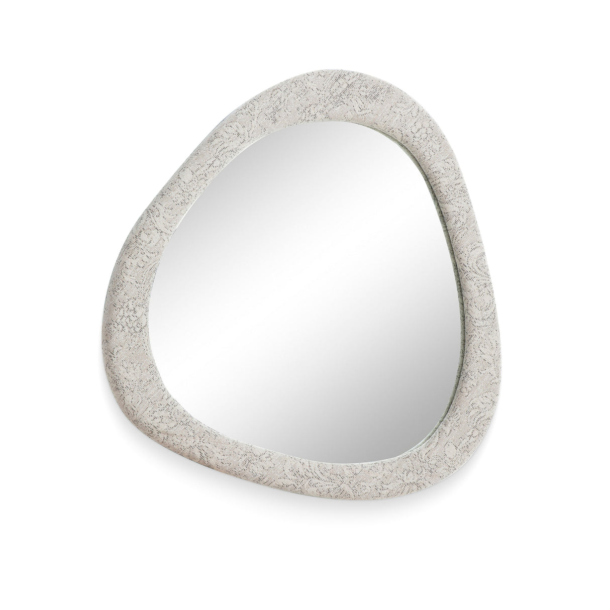 Klaryss 32"X25" Neutral Floral Jacquard Wall Mirror