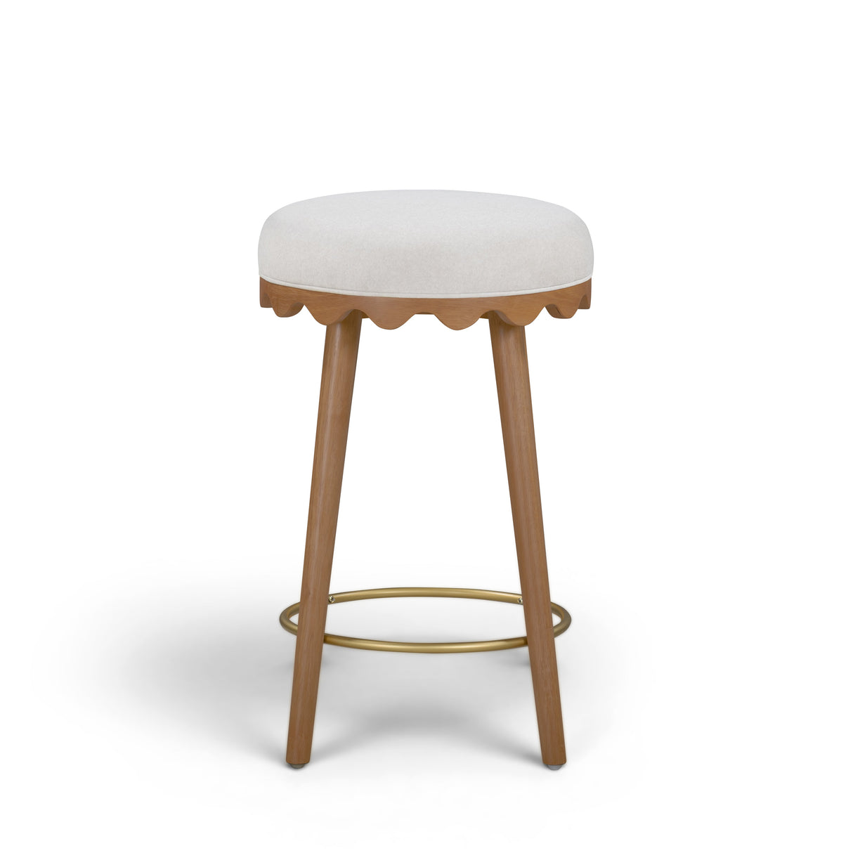 Oodle Cream Performance Vegan Mohair Light Walnut Counter Stool by TOV Furniture at Eve Furniture