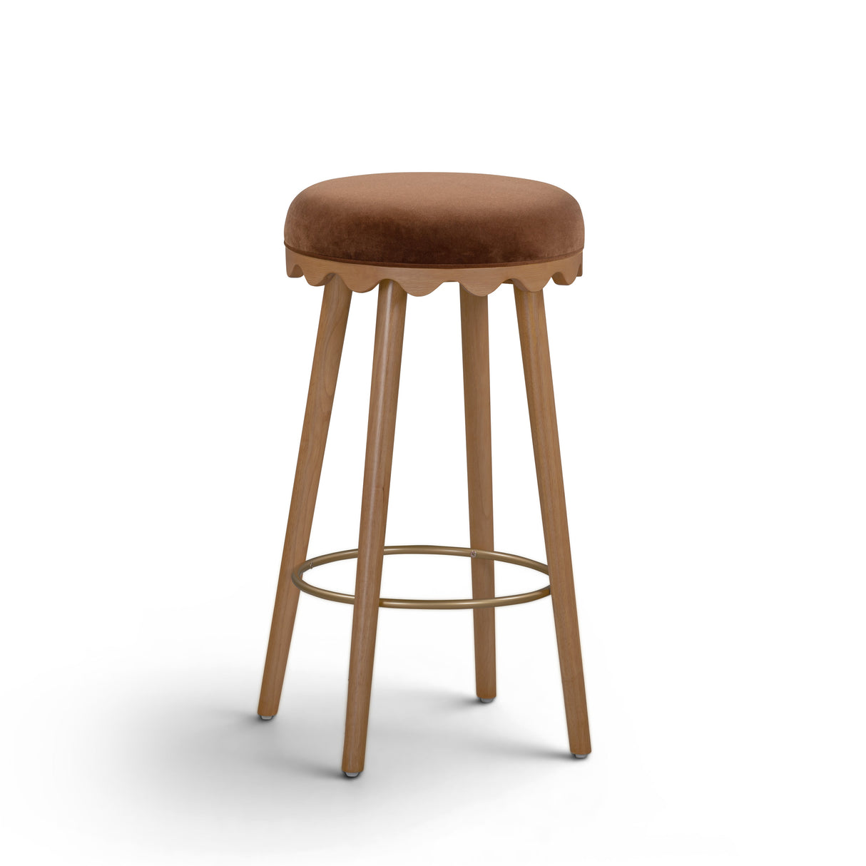 Oodle Bronze Performance Vegan Mohair Light Walnut Bar Stool by TOV Furniture at Eve Furniture