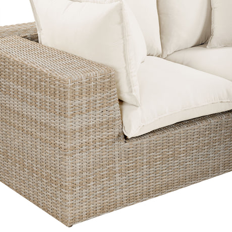 Cali 120" Performance Fabric & Wicker Outdoor Sofa by TOV Furniture at Eve Furniture