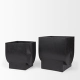 Medina Antiqued Black Metal Planters (Set of 2) by Mercana at Eve Furniture