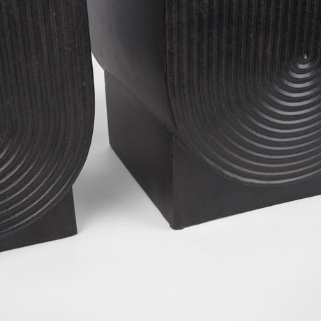 Medina Antiqued Black Metal Planters (Set of 2) by Mercana at Eve Furniture