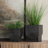 Medina Antiqued Black Metal Planters (Set of 2) by Mercana at Eve Furniture