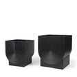 Medina Antiqued Black Metal Planters (Set of 2) by Mercana at Eve Furniture