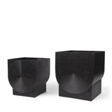 Medina Antiqued Black Metal Planters (Set of 2) by Mercana at Eve Furniture
