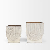 Medina Off White w/ Gold Antiquing Metal Planters (Set of 2) by Mercana at Eve Furniture