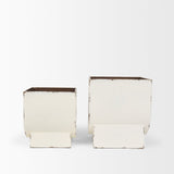 Medina Off White w/ Gold Antiquing Metal Planters (Set of 2) by Mercana at Eve Furniture