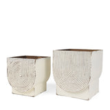 Medina Off White w/ Gold Antiquing Metal Planters (Set of 2) by Mercana at Eve Furniture