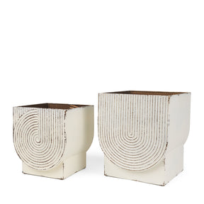 Medina Off White w/ Gold Antiquing Metal Planters (Set of 2) by Mercana at Eve Furniture