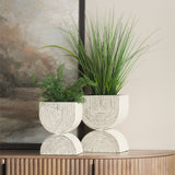 Medina Off White w/ Gold Antiquing Tall Metal Planters (Set of 2) by Mercana at Eve Furniture