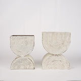 Medina Off White w/ Gold Antiquing Tall Metal Planters (Set of 2) by Mercana at Eve Furniture