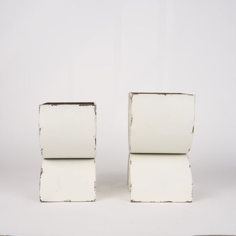 Medina Off White w/ Gold Antiquing Tall Metal Planters (Set of 2) by Mercana at Eve Furniture
