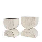 Medina Off White w/ Gold Antiquing Tall Metal Planters (Set of 2) by Mercana at Eve Furniture