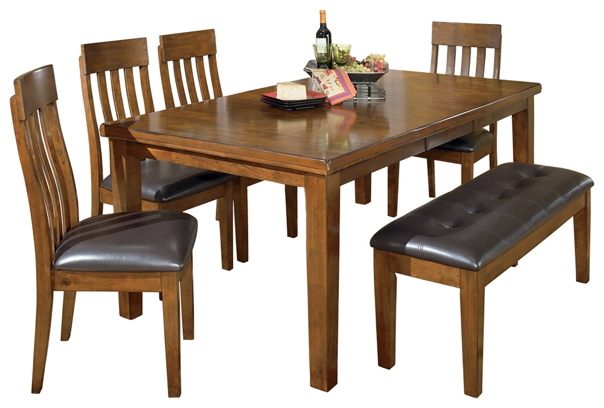 Ralene Medium Brown Dining Table and 4 Chairs and Bench