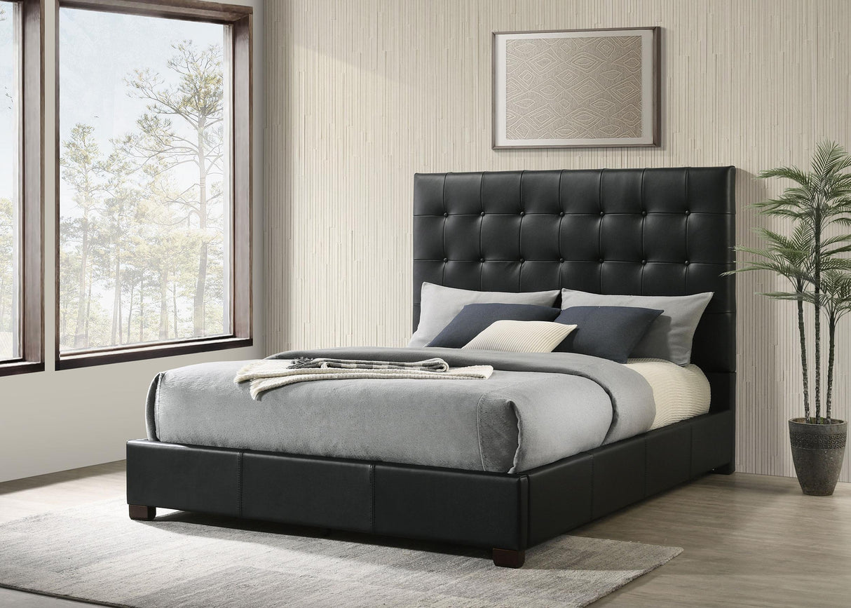 Medley Black Genuine Leather Eastern King Platform Bed by Coaster at Eve Furniture
