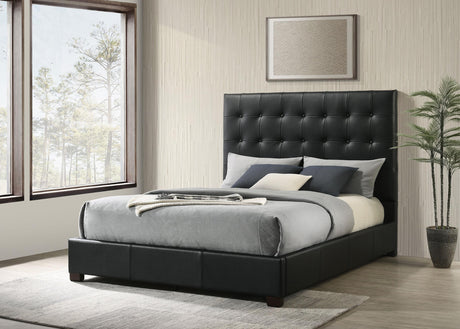 Medley Black Genuine Leather Eastern King Platform Bed by Coaster at Eve Furniture
