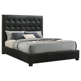 Medley Black Genuine Leather Eastern King Platform Bed by Coaster at Eve Furniture