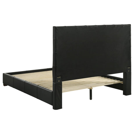 Medley Black Genuine Leather Eastern King Platform Bed by Coaster at Eve Furniture