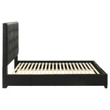 Medley Black Genuine Leather Eastern King Platform Bed by Coaster at Eve Furniture