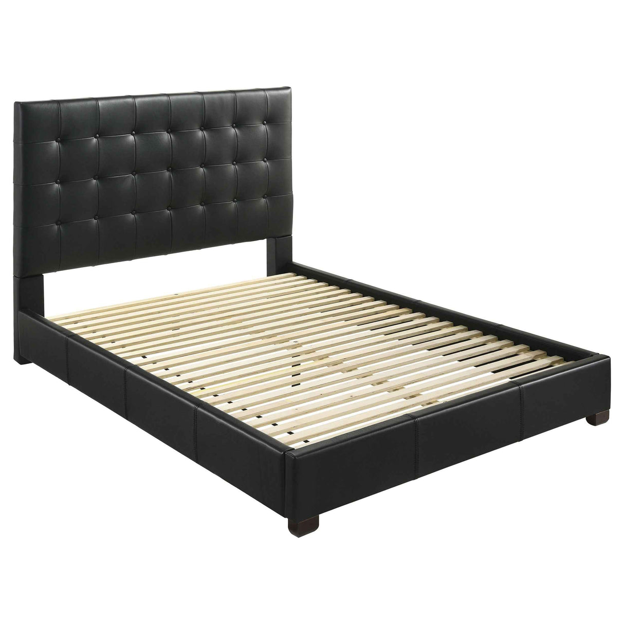 Medley Black Genuine Leather Queen Panel Platform Bed by Coaster at Eve Furniture