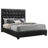 Medley Black Genuine Leather Queen Panel Platform Bed by Coaster at Eve Furniture