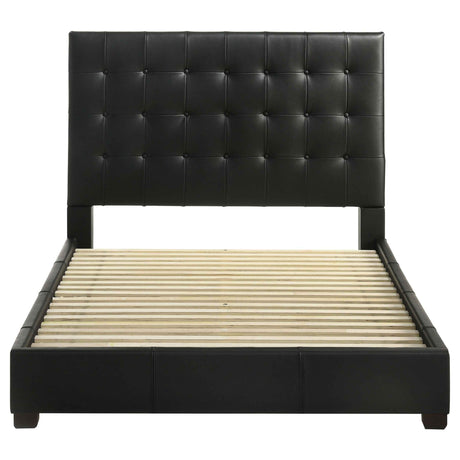 Medley Black Genuine Leather Queen Panel Platform Bed by Coaster at Eve Furniture