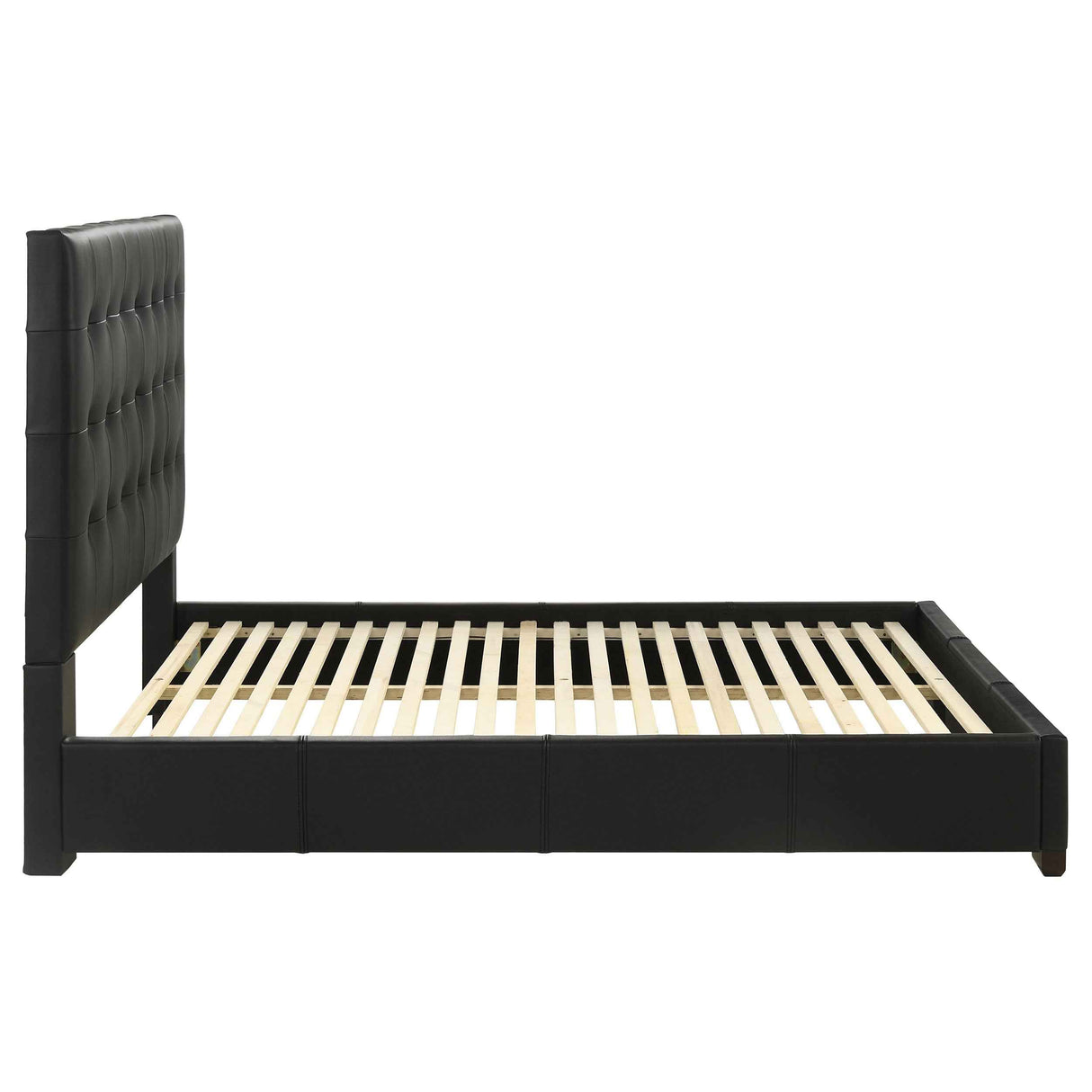 Medley Black Genuine Leather Queen Panel Platform Bed by Coaster at Eve Furniture