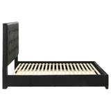 Medley Black Genuine Leather Queen Panel Platform Bed by Coaster at Eve Furniture