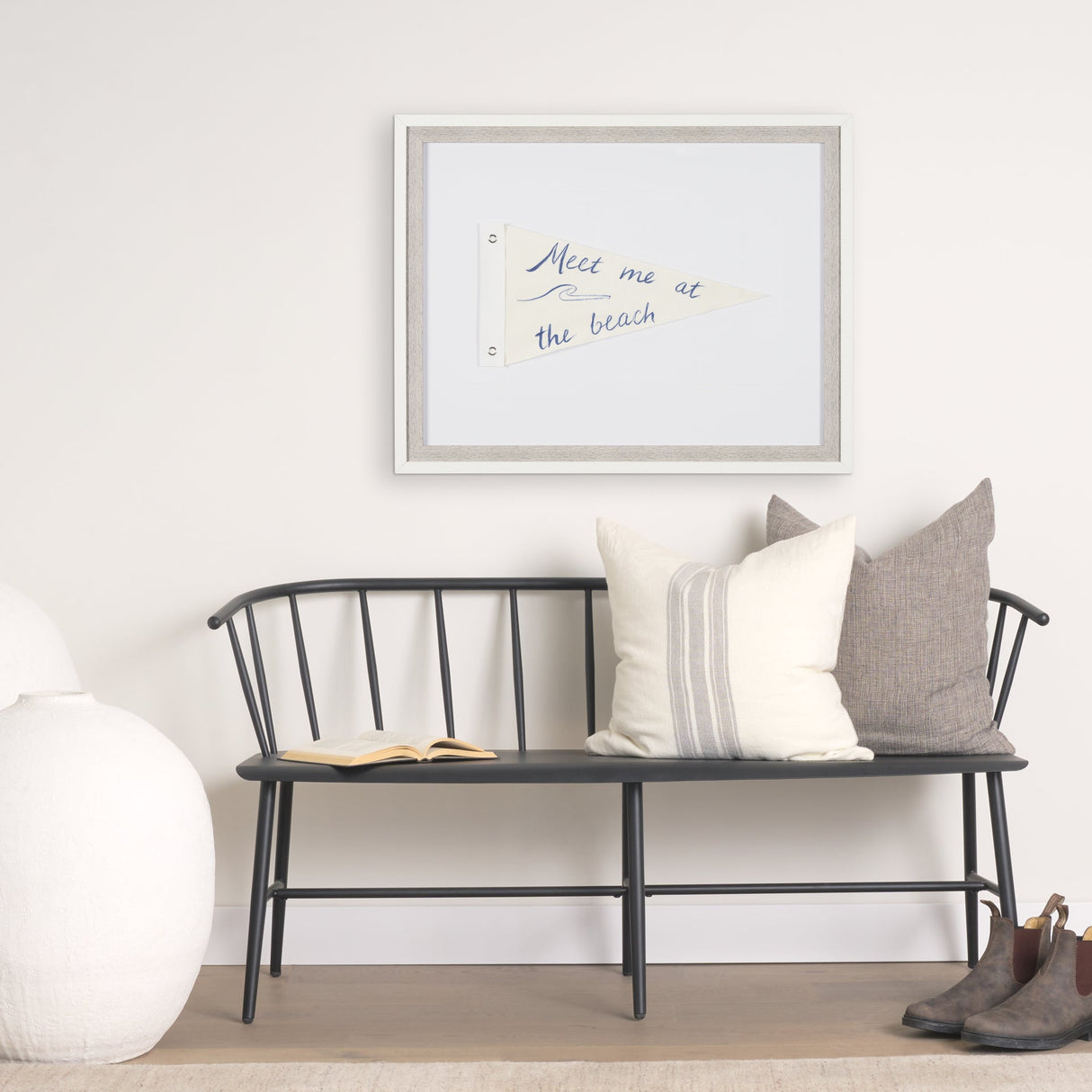 Meet Me at The Beach by Mercana Studio Hand Embellished Textured Framed Art Print Matted under Glass by Mercana at Eve Furniture