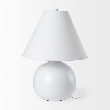 Mehdi White Ceramic Table Lamp by Mercana at Eve Furniture