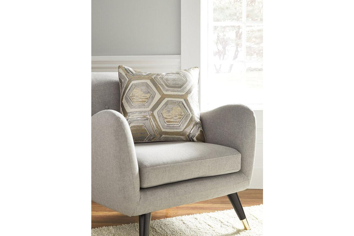 Meiling Metallic Pillow by Ashley at Eve Furniture