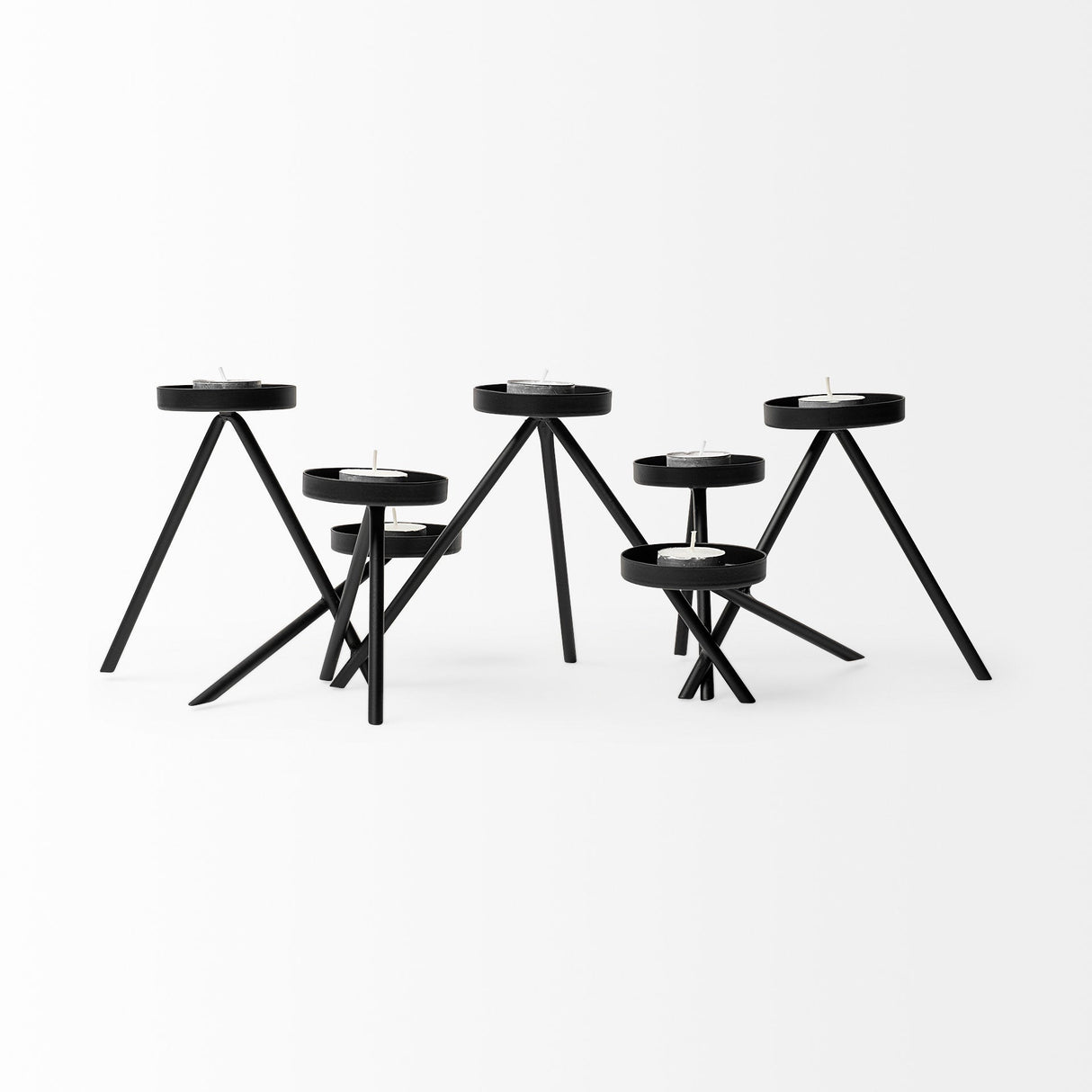 Meira Black Metal Seven Votive Table Candle Holder by Mercana at Eve Furniture