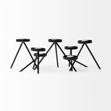 Meira Black Metal Seven Votive Table Candle Holder by Mercana at Eve Furniture